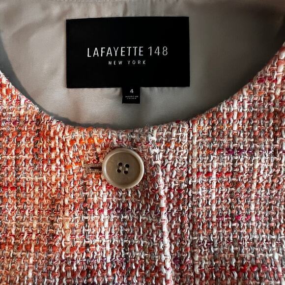 Lafayette 148 tweed Jacket/ blazer Size 4 color coral/pink/multi - Picture 3 of 13